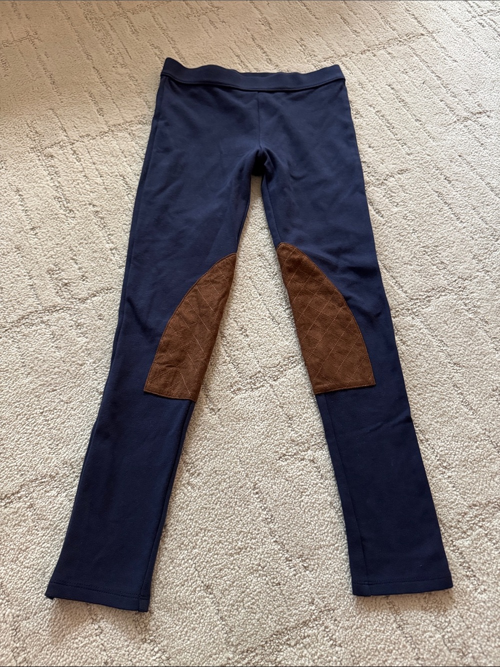 Janie and Jack Navy Leggings with Brown Quilted Knee Patches